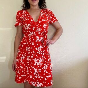 NWT J. Crew Red & White Wrap Dress